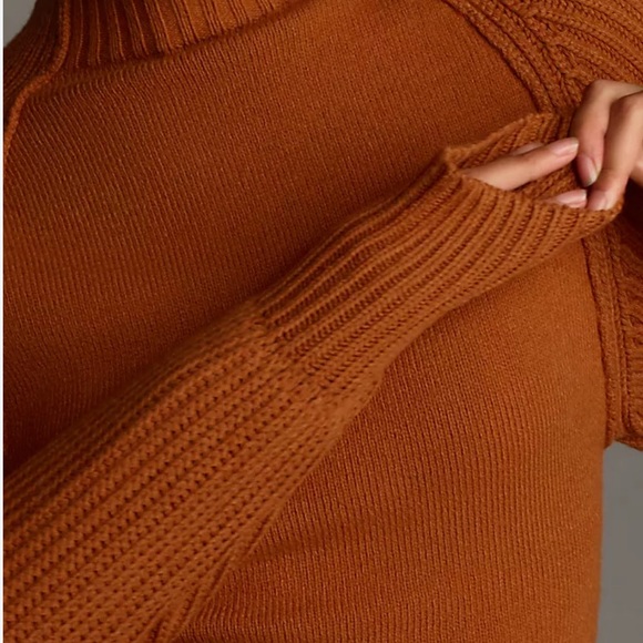 Anthropologie Maeve Mock Neck Raglan Ribbed Sleeve Pullover Sweater - Picture 8 of 8